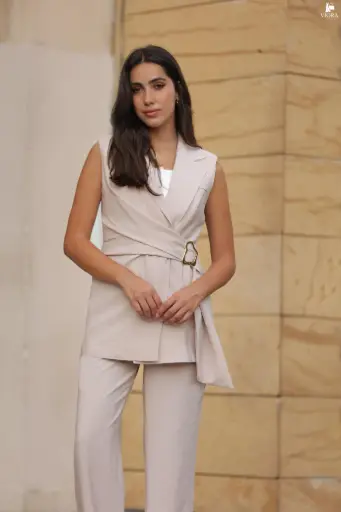 Chic Power Look Beige Two-Piece Set – Robin