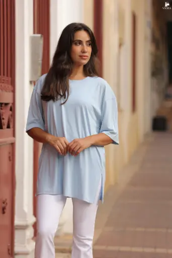 Street Chic Oysho Oversized Blue T-Shirt